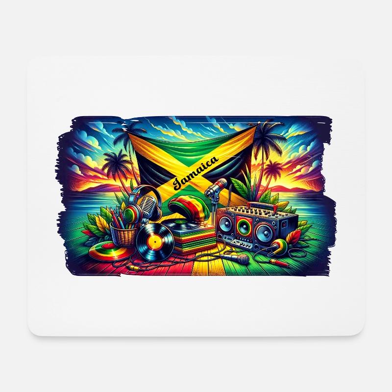 Jamaika Karibik Reggae Musik Design - Mousepad (Querformat) - Weiß