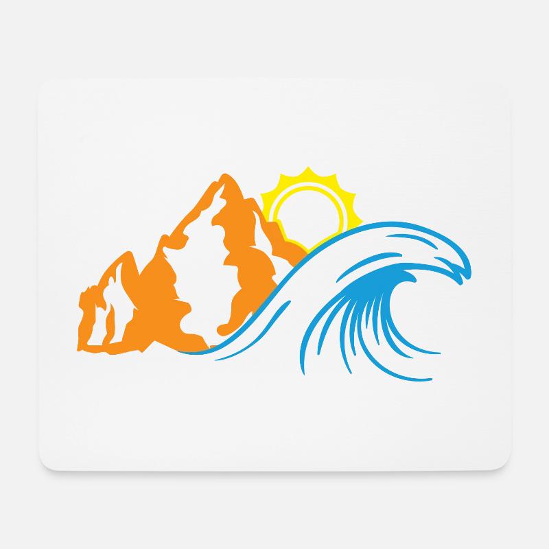 Berge, Sonne, Meer - Mousepad (Querformat) - Weiß