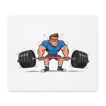 Comic Weightlifter – Strong Man Training - Mouse Pad (horizontal) - white - Front