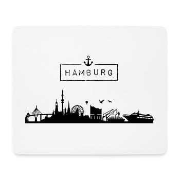 Skyline Ville hanséatique de Hambourg, HH, Ville, Allemagne - Tapis de souris (format paysage) - blanc - Devant