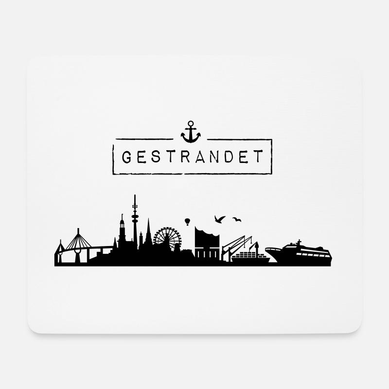 Skyline Hansestadt Hamburg | Gestrandet | HH - Mousepad (Querformat) - Weiß
