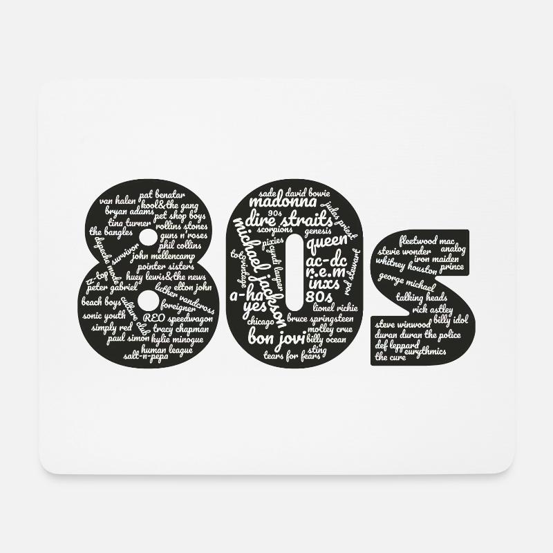 Wolke Wörter 80er Jahre weiß - Mousepad (Querformat) - Weiß