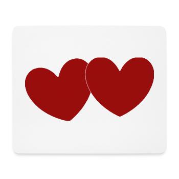 2 rote Herzen Herz rot Geschenk Valentinstag - Mousepad (Querformat) - Weiß - Vorne