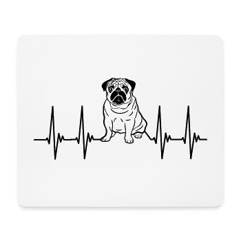 EKG pug, heartbeat, cool dog, pulse, dog pug - Mouse Pad (horizontal) - white - Front