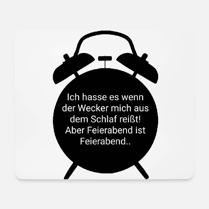 Feierabend - Wecker Design - Mousepad (Querformat) - Weiß
