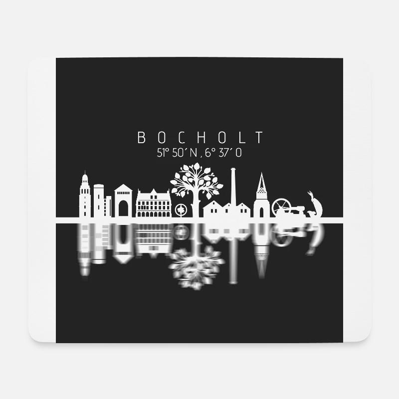 Bocholt Skyline / Koordinaten - Mousepad (Querformat) - Weiß