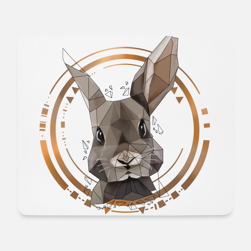 Cooler Hase Low Poly Design | Geometrisch, Dreieck - Mousepad (Querformat) - Weiß