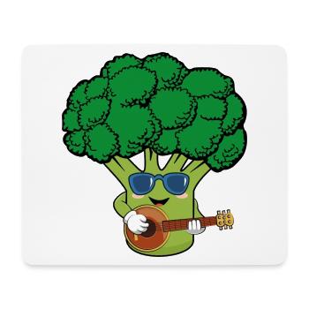 Broccoli Vegetable Funny with Sunglasses Guitar - Mouse Pad (horizontal) - white - Front