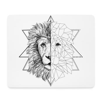 Black tattoo inspired lion | Low Poly Art - Mouse Pad (horizontal) - white - Front