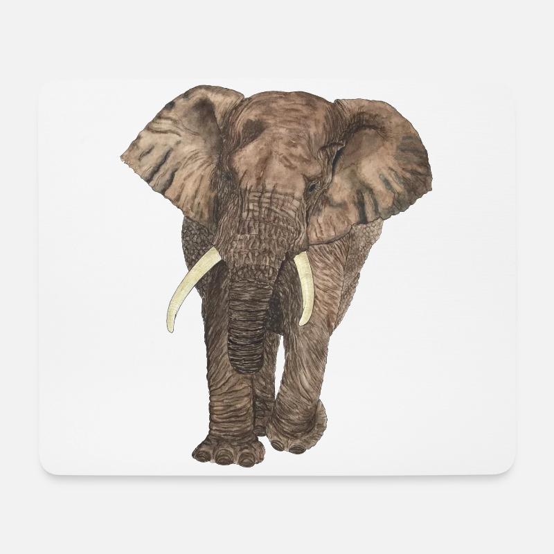 afrikanischer Elefant Safari Zoo Rüssel - Mousepad (Querformat) - Weiß