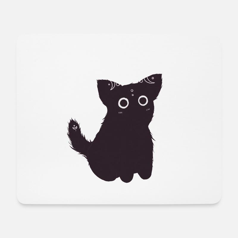 Süße Schwarze Katze - Mousepad (Querformat) - Weiß