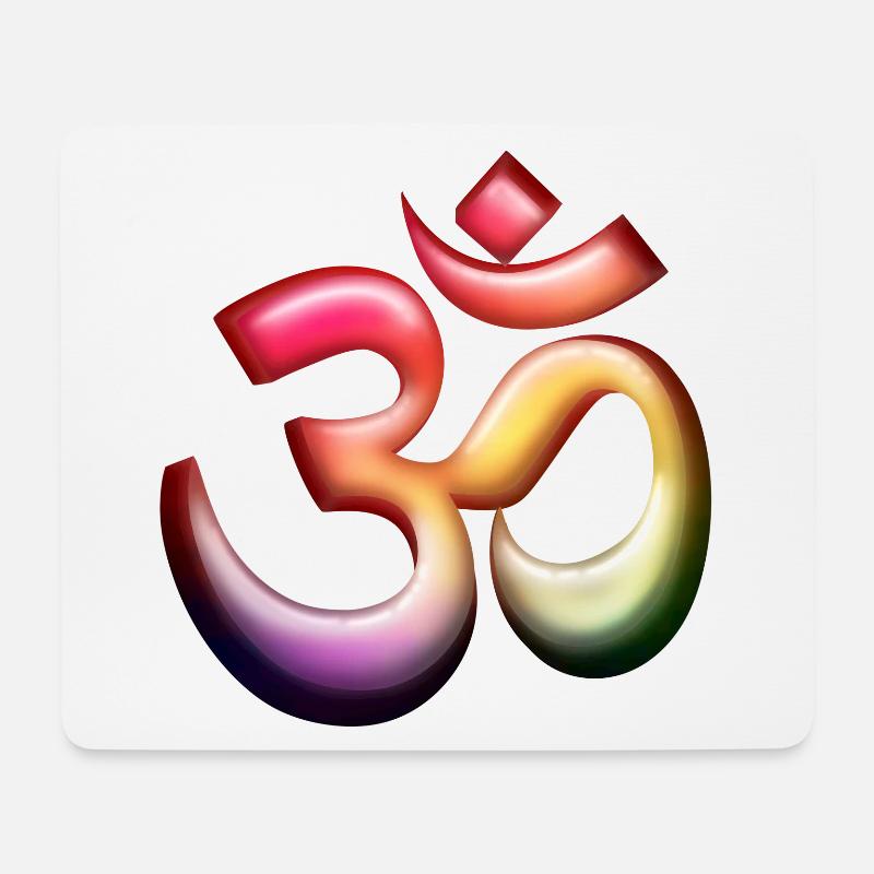 Om / Aum Symbol 3D bunt - Mousepad (Querformat) - Weiß