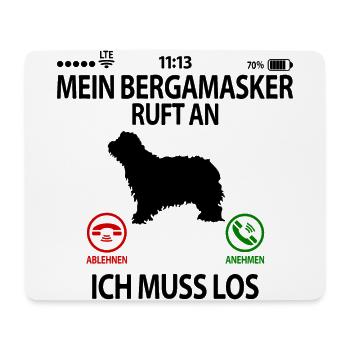 Bergamasker Hirtenhund ruft an Spruch lustig - Mousepad (Querformat) - Weiß - Vorne