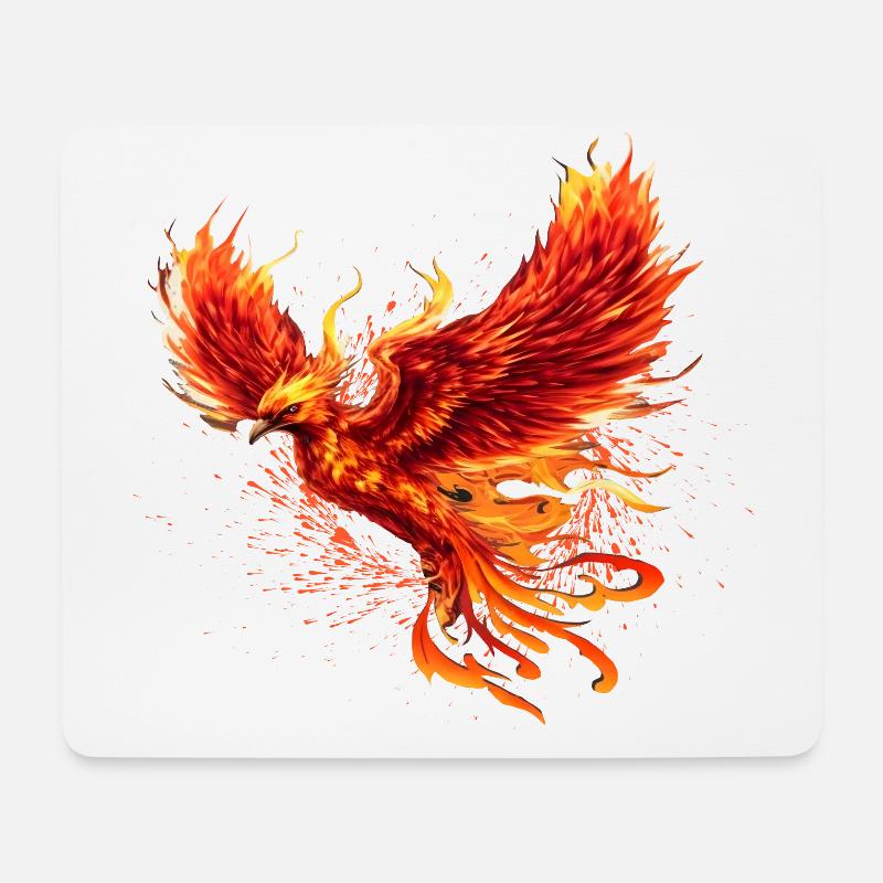Phoenix Firebird majestätisches Krafttier - Mousepad (Querformat) - Weiß
