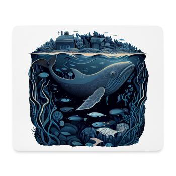 Baleine nageant sous une ville - Tapis de souris (format paysage) - blanc - Devant