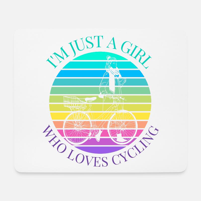 Ein gewöhnliches Mädchen, das gerne Fahrrad fährt - Mousepad (Querformat) - Weiß