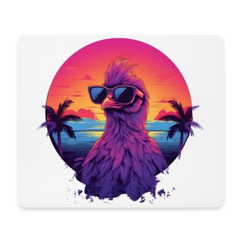 Synthwave Chicken Sunset - Tapis de souris (format paysage) - blanc - Devant