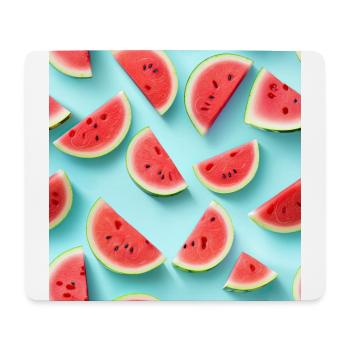 Motif d’été avec pastèque sur turquoise - Tapis de souris (format paysage) - blanc - Devant