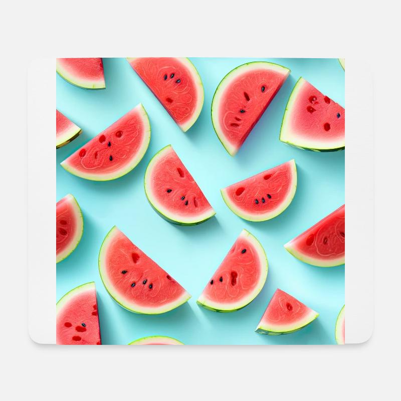 Sommer Muster mit Wassermelonen auf türkis - Mousepad (Querformat) - Weiß