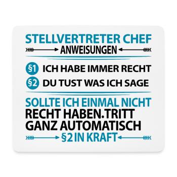 Stellvertreter Chef Stellvertretung Anweisungen - Mousepad (Querformat) - Weiß - Vorne