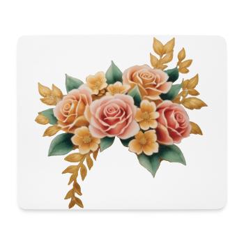 Fleurs vintage or et rose - Tapis de souris (format paysage) - blanc - Devant