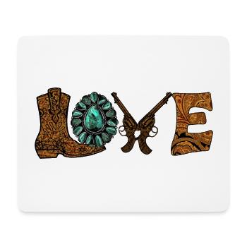 Love Liebe Western Revolver Cowboy - Mouse Pad (horizontal) - white - Front