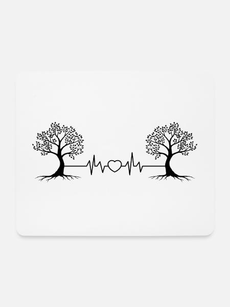 Herzschlag Bäume Baum Wurzel Wald Natur Naturliebe - Mousepad (Querformat) - Weiß