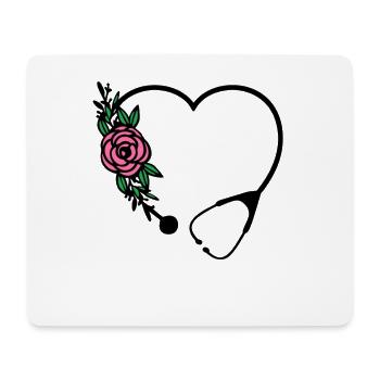 stéthoscope amour médecin infirmière - Tapis de souris (format paysage) - blanc - Devant