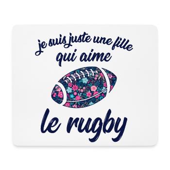 je suis juste une fille qui aime le rugby - Tapis de souris (format paysage) - blanc - Devant