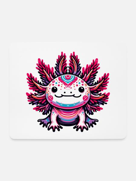 süßes Axolotl - Mousepad (Querformat) - Weiß