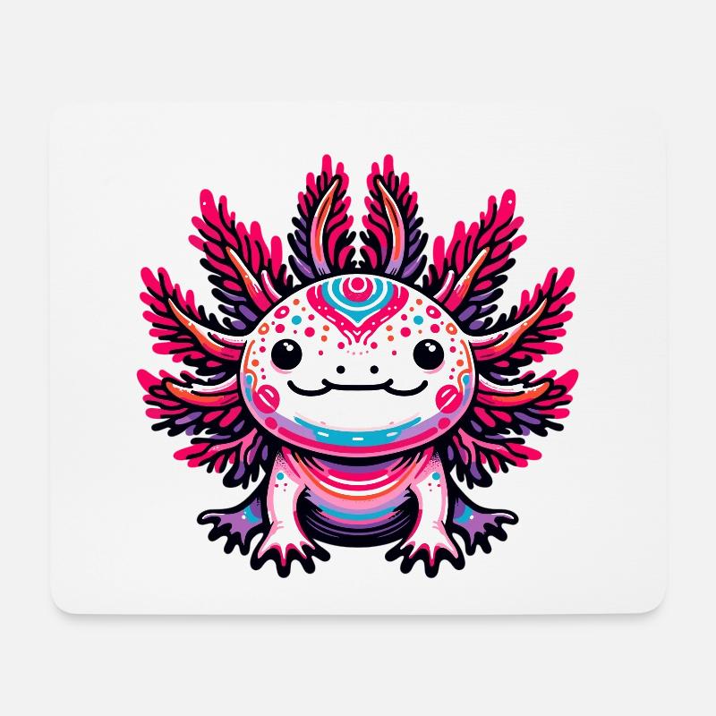süßes Axolotl - Mousepad (Querformat) - Weiß
