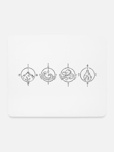 Elemente Erde, Wasser, Luft und Feuer - Mousepad (Querformat) - Weiß