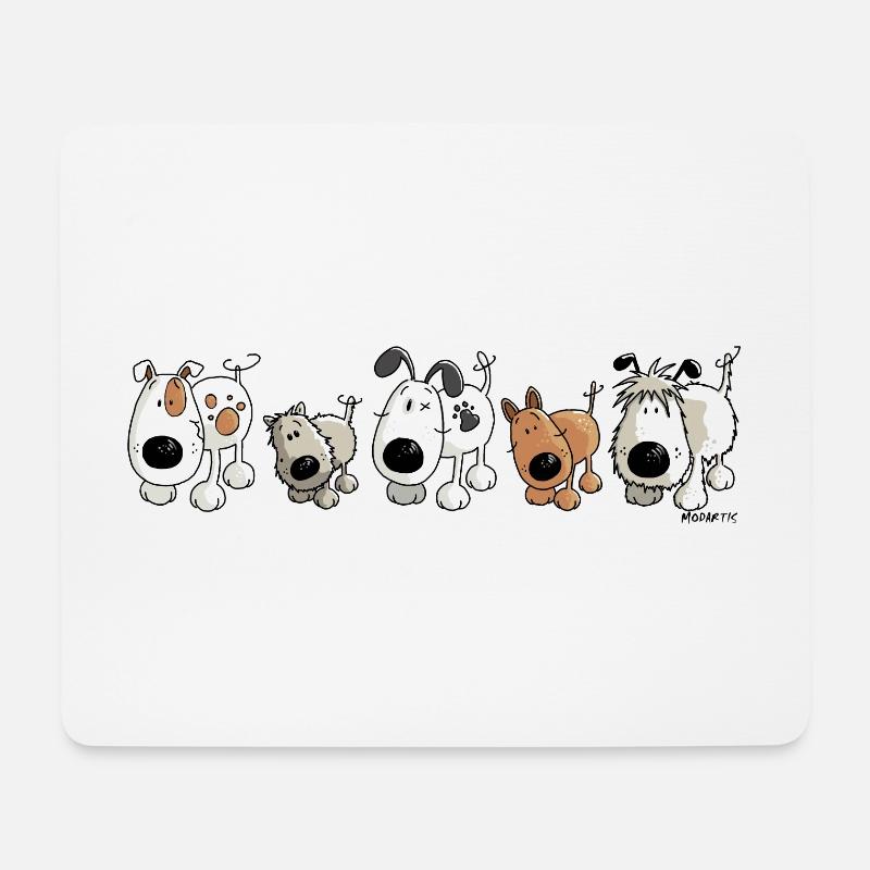 Funny Dogs - Hund - Hunde - Cartoon - Mousepad (Querformat) - Weiß