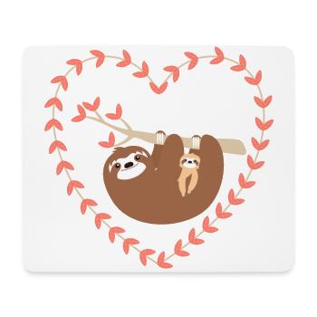 Mutter und Baby Faultier - Mousepad (Querformat) - Weiß - Vorne