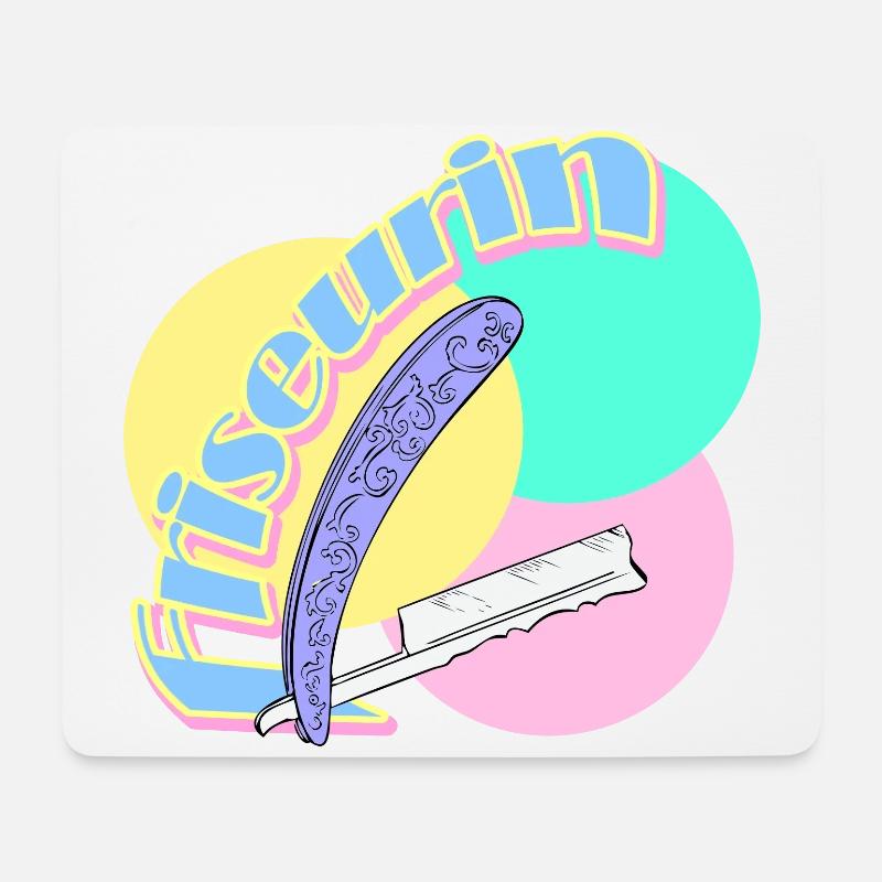 Friseurin Rasiermesser Friseur Salon - Mousepad (Querformat) - Weiß