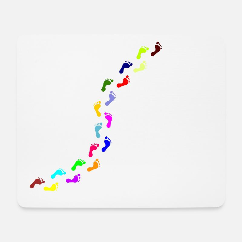 kunterbunte Fußabdrücke - Mousepad (Querformat) - Weiß