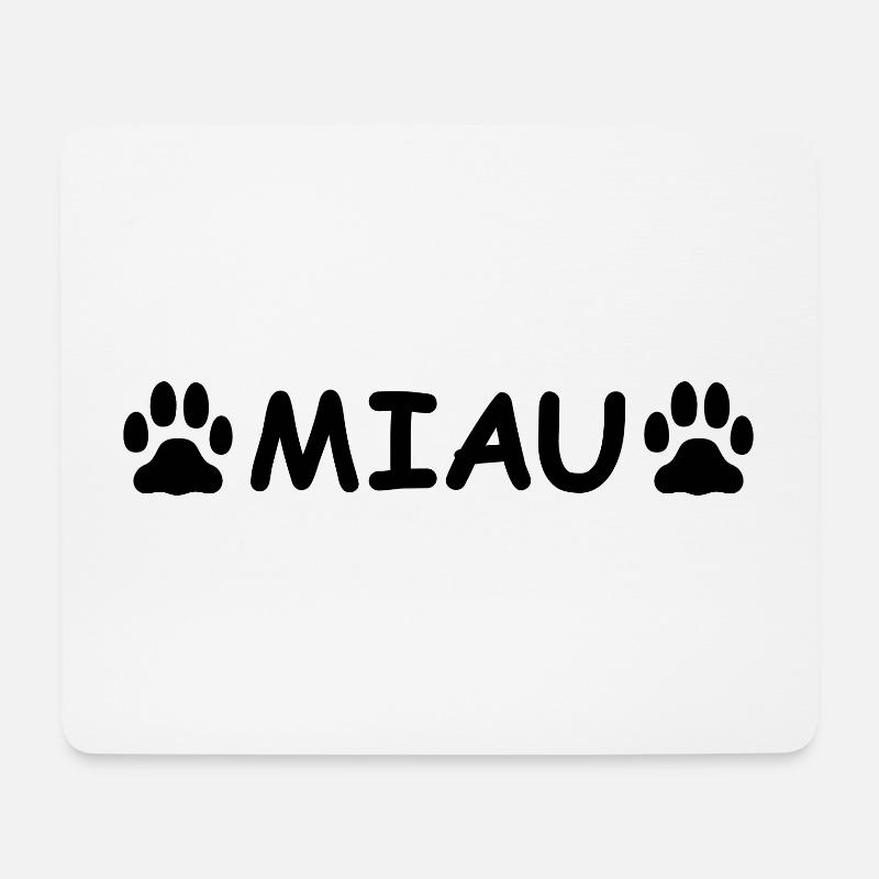 Miau mit Pfotenabdruck - Mousepad (Querformat) - Weiß
