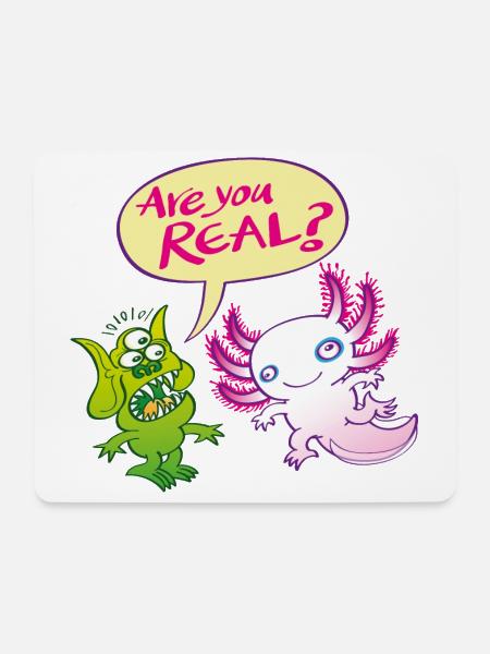 Alien surprised wonders if the axolotl is real - Mouse Pad (horizontal) - white