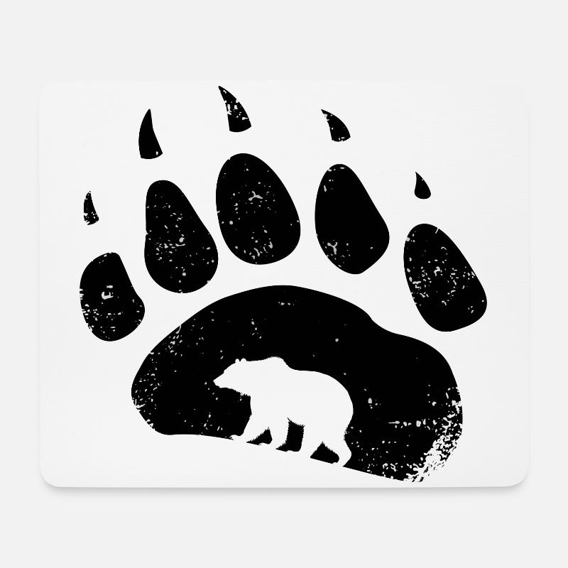 Bärenspur Fußabdruck Bär Pfote Abdruck Trittsiegel - Mousepad (Querformat) - Weiß