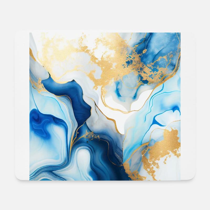 Blauer moderner Marmor - Mousepad (Querformat) - Weiß