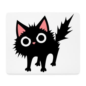 Schwarze Katze - Mousepad (Querformat) - Weiß - Vorne