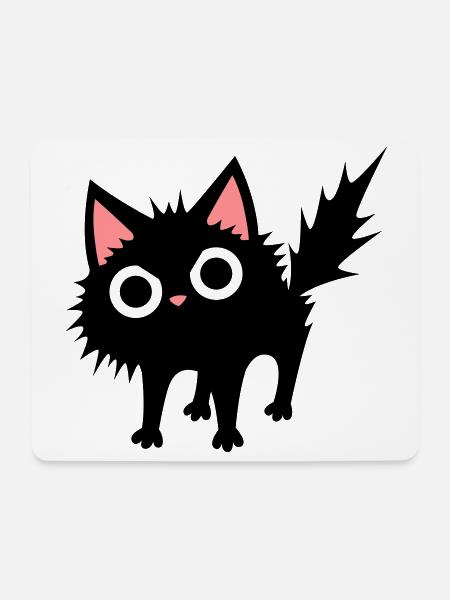 Schwarze Katze - Mousepad (Querformat) - Weiß