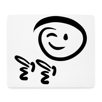 Gesicht zwinkert zeigt Pistolenfinger. Emoticon. - Mousepad (Querformat) - Weiß - Vorne