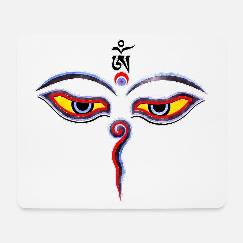 Wisdom Eyes Of Buddha - Bodhnath temple eyes 2 - Mousepad (Querformat) - Weiß