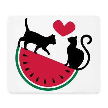 Melon Cat Love - Mousepad (Querformat) - Weiß - Vorne