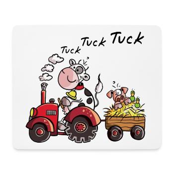 Vache conduisant un tracteur - Cadeau - Tapis de souris (format paysage) - blanc - Devant