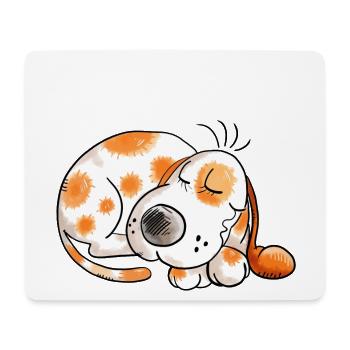 Sleeping brown spotted dog - dogs - gift - cartoon - Mouse Pad (horizontal) - white - Front