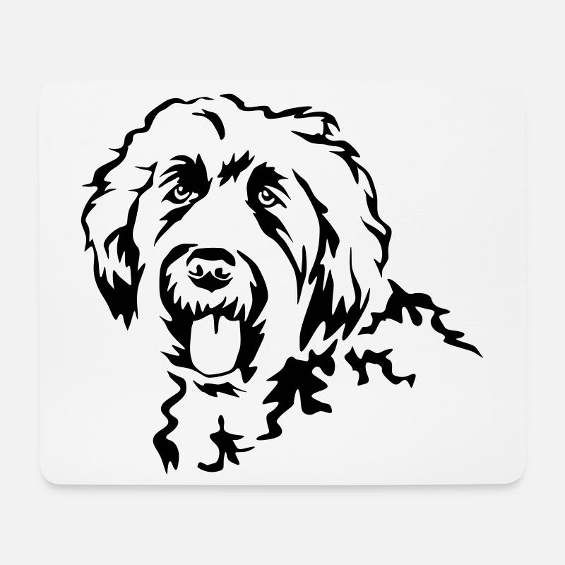 Labradoodle Kopf - Mousepad (Querformat) - Weiß