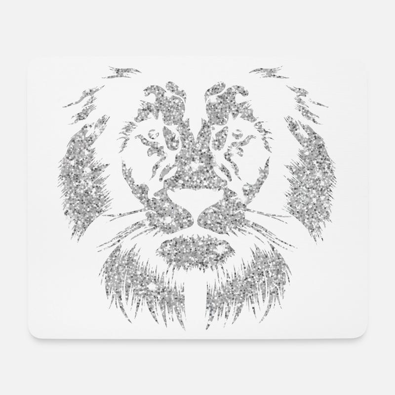 Funkelnder Löwenkopf mit Glitzereffekt - Mousepad (Querformat) - Weiß