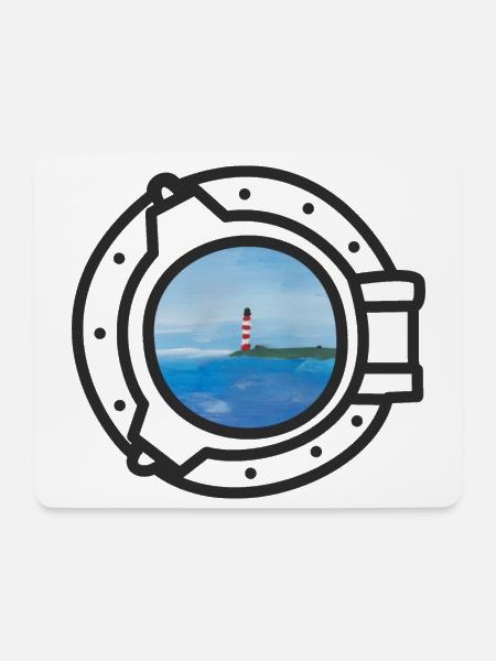 Meer Leuchtturm Nordsee Ostsee Bullauge see Reise - Mousepad (Querformat) - Weiß